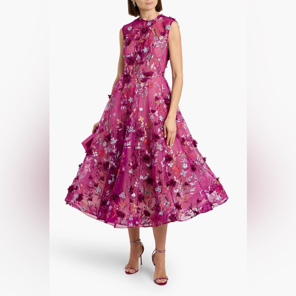 BRONX AND BANCO
Saba Embroidered Tulle Midi Dress